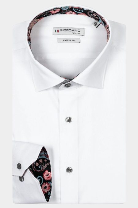 Giordano Casual hemd lange mouw Wit Maggiore