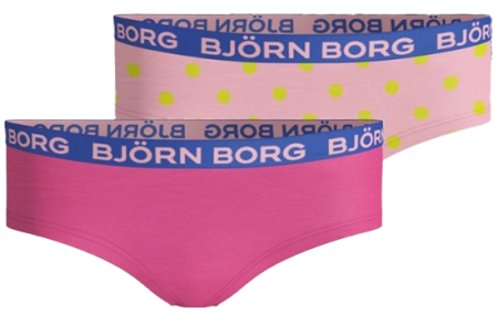 Björn Borg - Meisjes - Gele Stippenprint Hipster 2-Pack - Multicolour/Paars/Roze - Maat 158-164