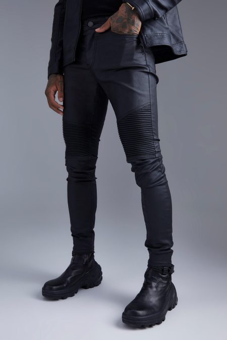 Skinny Fit Biker Jeans Met Coating