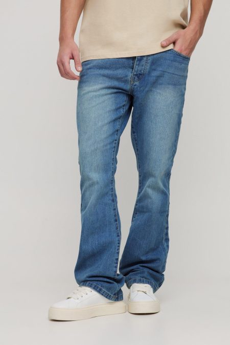 Onbewerkte Flared Slim Fit Jeans