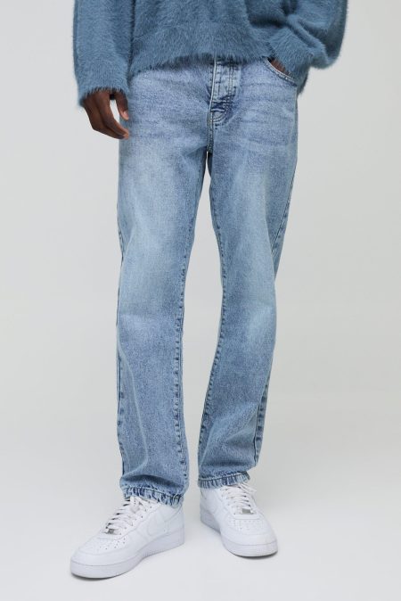 Onbewerkte Jeans Met Rechte Pijpen