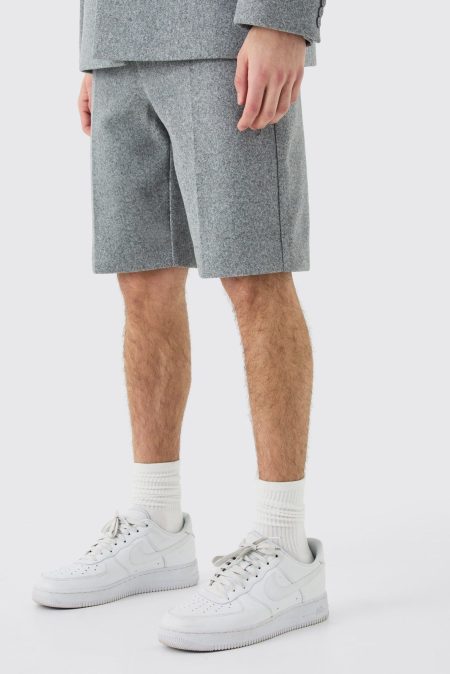 Getailleerde Wollen Melton Shorts