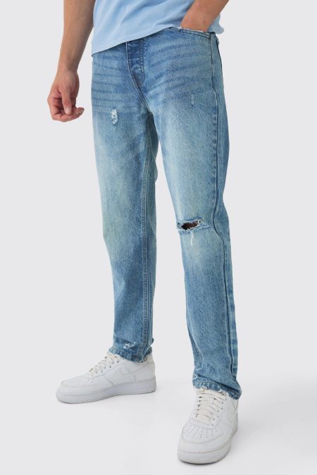 Baggy Jeans Met Gescheurde Knieën