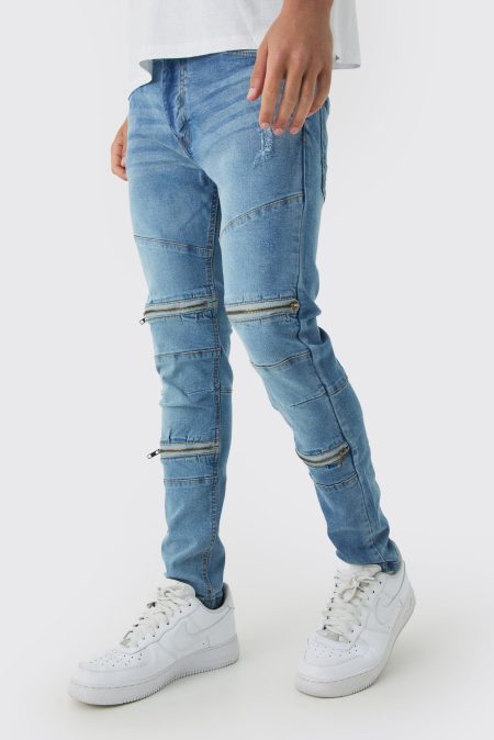 Super Skinny Biker Jeans Met Rits Detail