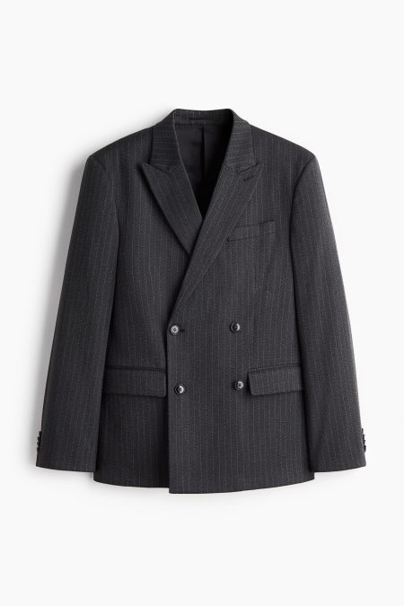 H & M - Double-breasted colbert - Relaxed Fit - Zwart