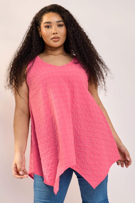 Yours Hemd Met Geruite Textuur En Asymmetrische Zoom In Roze