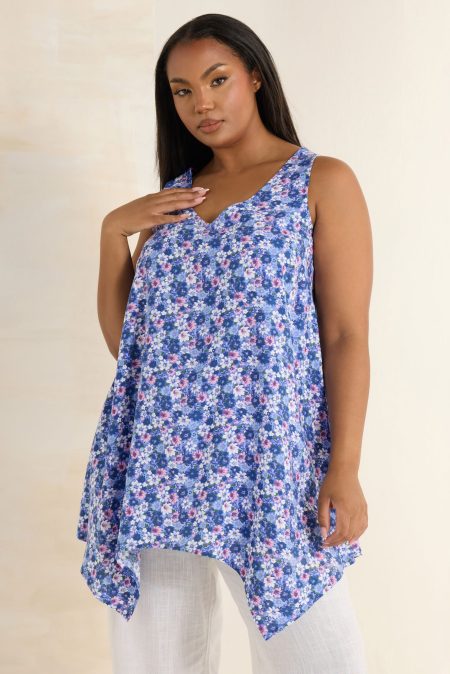 Yours Hemd Met Bloemenmotief En Asymmetrische Zoom In Paars