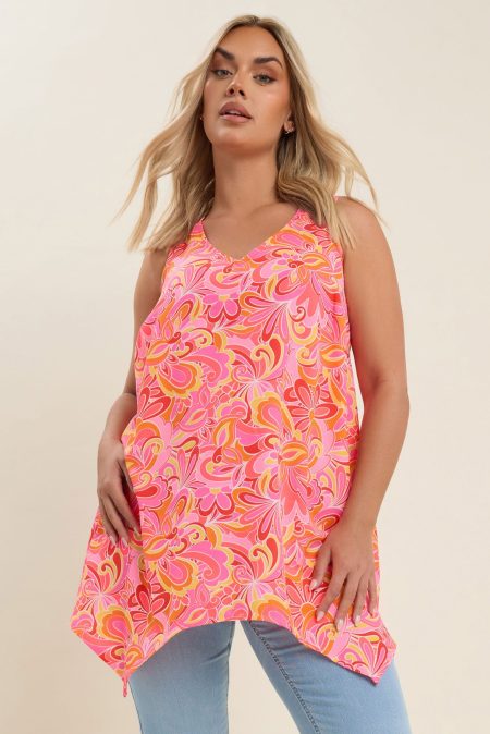 Yours Hemd Met Gebloemde Wervelprint En Asymmetrische Zoom In Roze