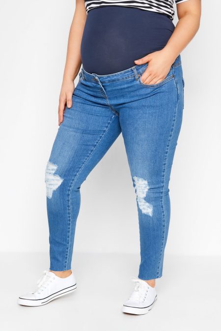 Bump It Up Maternity Ava Jeans Met Scheuren Op De Knie In Lichtblauw