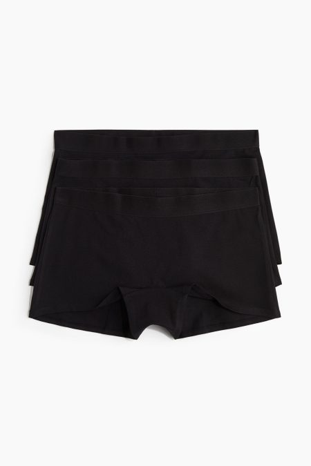 H & M - Set van 3 katoenen boxerslips - Zwart