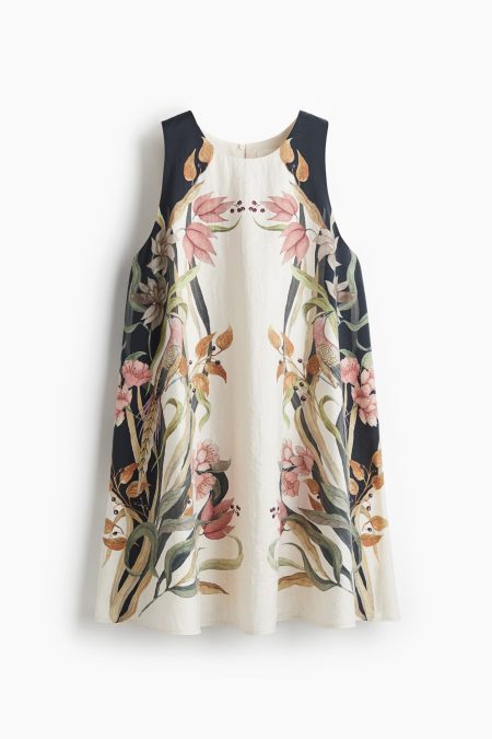 H & M - Shift-jurk met print - Beige