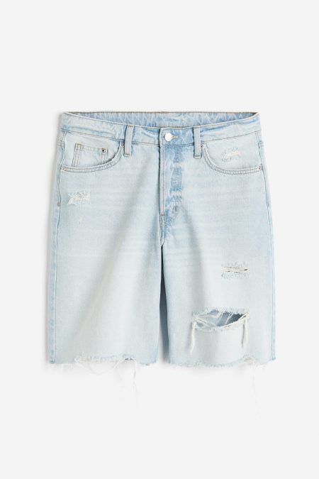 H & M - Baggy Low Denim short - Blauw