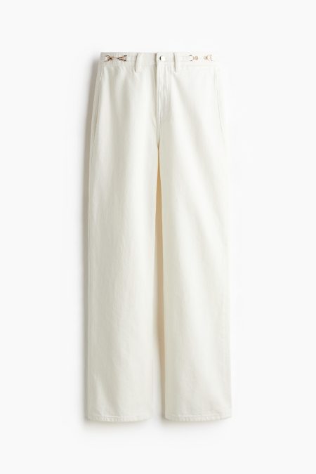 H & M - Straight High Jeans - Wit