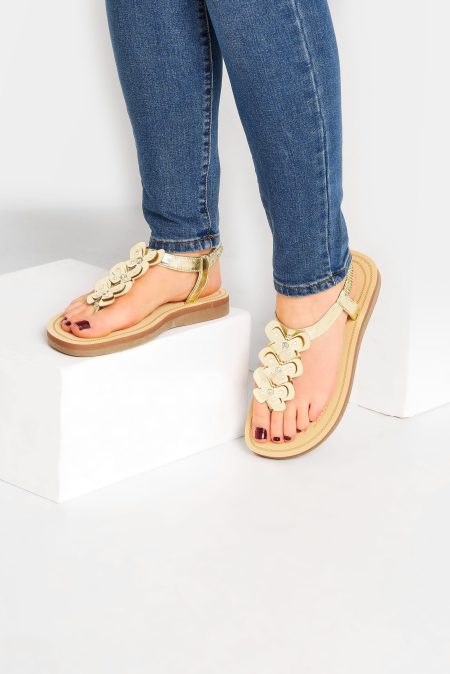 Teensandalen Met Vlinders En Sierdiamantjes In Een Extra Brede Pasvorm In Goud