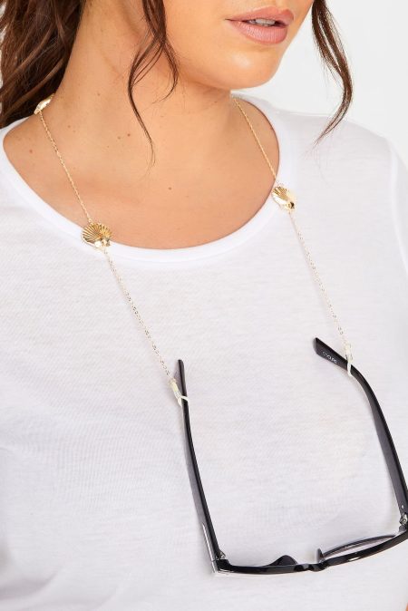 Zonnebrilketting Met Bedeltjes Van Schelpjes In Goud