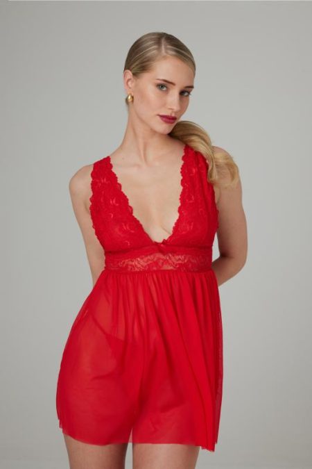 Babydoll & String Lieve - Rood