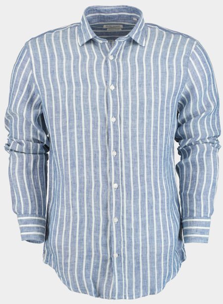 Blue Coast Casual hemd lange mouw Blauw 100% linnen