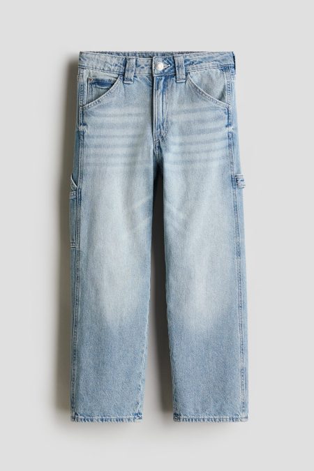 H & M - Loose Fit Carpenter Jeans - Blauw