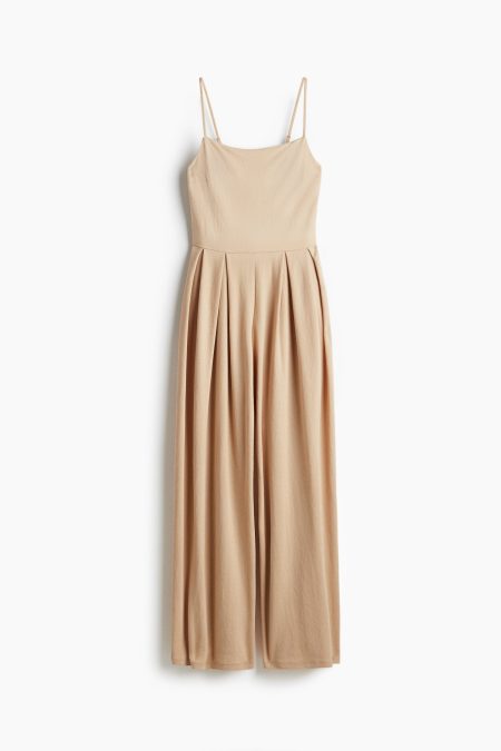 H & M - Jumpsuit met plooien - Beige