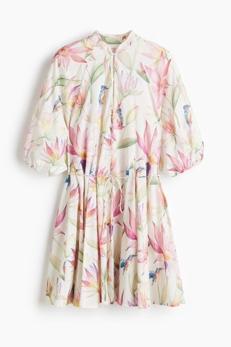 H & M - Jurk met strikceintuur - Wit