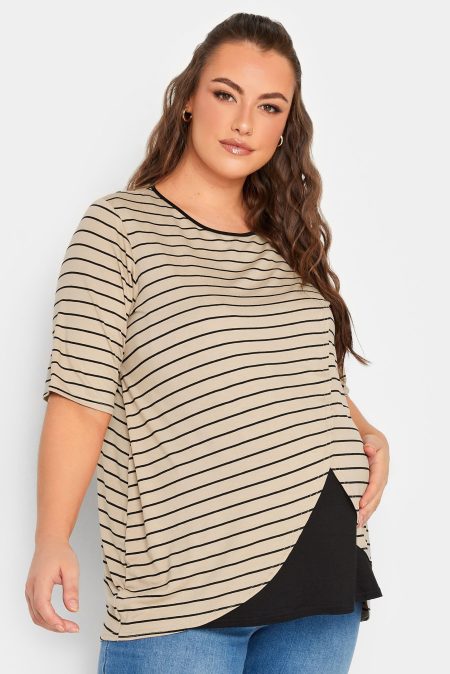 Bump It Up Maternity Voedingstop Met Strepen In Beige