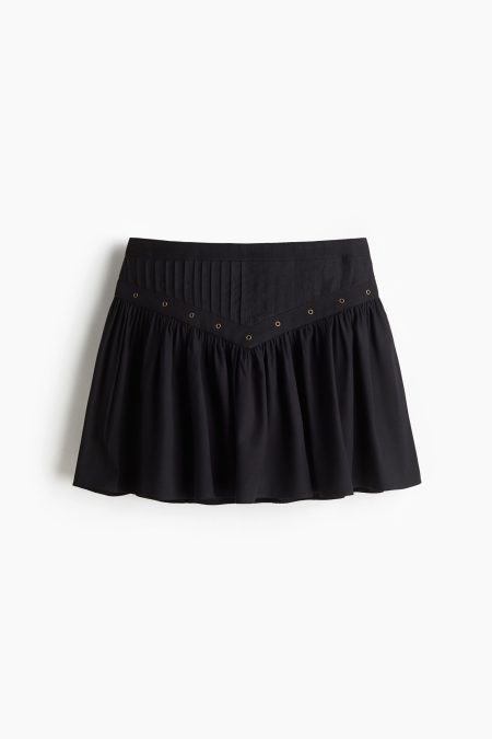 H & M - Aangerimpelde minirok - Zwart
