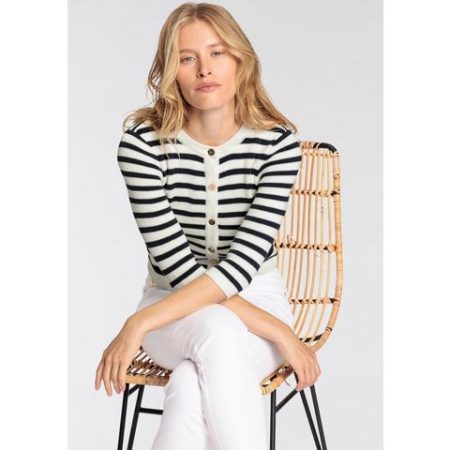 DELMAO Vest in een moderne look met maritieme strepen