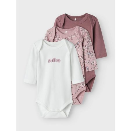 Name It Body met lange mouwen NBFBODY 3P LS GRAPE FLOWER NOOS (set