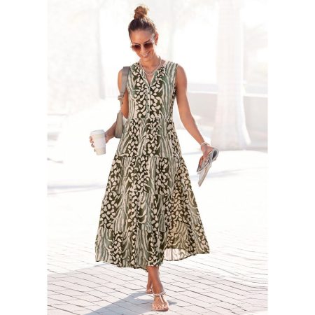 Lascana Maxi-jurk met animal print en knoopsluiting