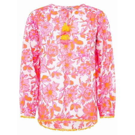 Zwillingsherz Shirtblouse Vlinder met bloemenpatroon