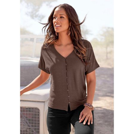 Lascana T-shirt van gestructureerd materiaal