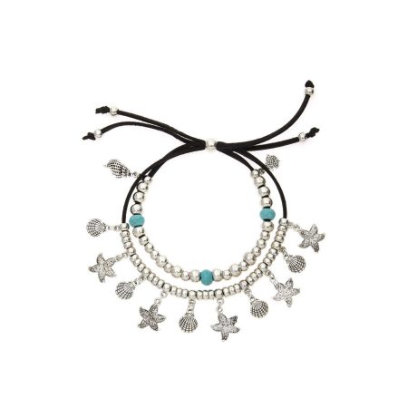 Lascana Enkelkettinkje met hanger In Layer Look 2-rijige enkelband met schelpvormige hanger