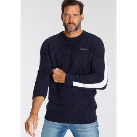 H.I.S Trui met ronde hals met contraststrepen op de mouw