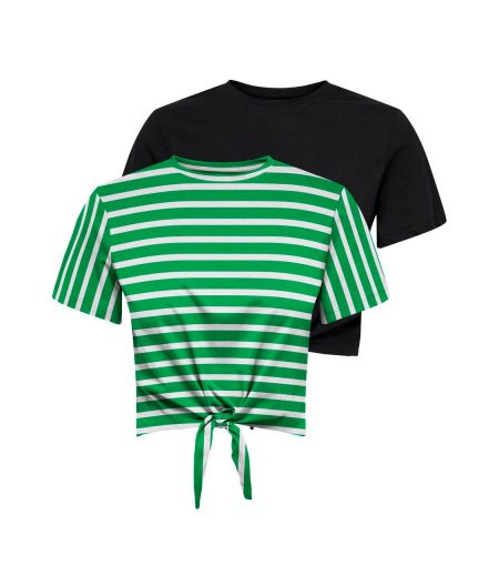 Only Shirt met korte mouwen ONLMAY LIFE S/S SHORT KNOT TOP BOX 2PACK (set
