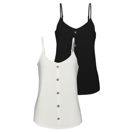 Lascana Top met spaghettibandjes Met sierknoppen in hoornlook (2-delig