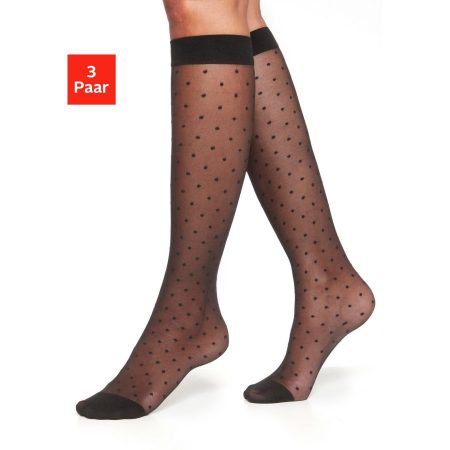 Lascana Fijne kniekousen met kleine stippen ontwerp (set