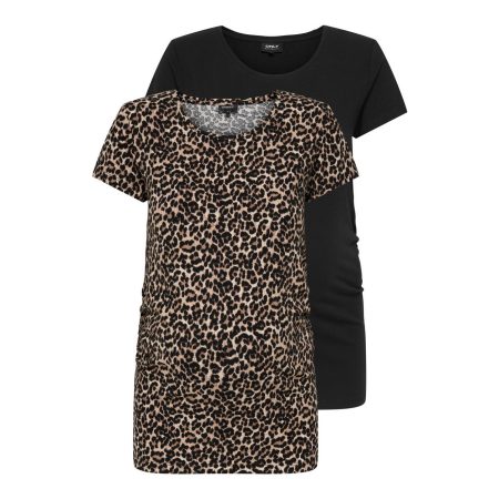 ONLY MATERNITY Zwangerschapsshirt OLMLOVELY S/S ONECK AOP TOP 2PCK JRS NOO (set