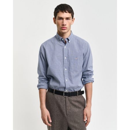Gant Overhemd met lange mouwen REG POPLIN MICRO GINGHAM SHIRT Regular fit popeline overhemd met Vichy mini-ruit