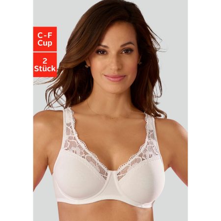 Petite fleur Minimizer-bh met beugel van zachte katoenkwaliteit en kant (Set van 2)