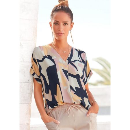 Lascana Gedessineerde blouse met korte mouwen en allover-print