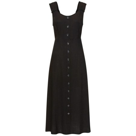 Lascana Maxi-jurk met brede bandjes van geweven stof in linnenlook