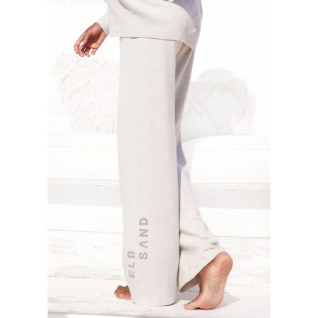 Elbsand Tricotbroek -Loungebroek met wijde pijpen en geborduurd logo