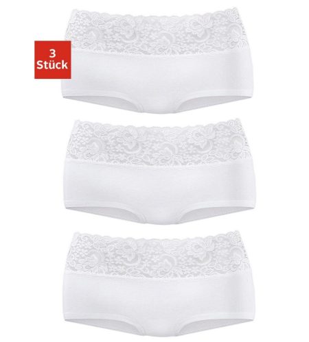 Vivance Hipster van elastische katoen met florale kant (3 stuks)