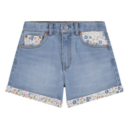 Levi's Kidswear Jeansshort LVG PRINT BLOCK MOM SHORT met contrastkleurige details