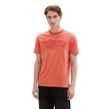 Tom Tailor Shirt met print in voorgewassen look