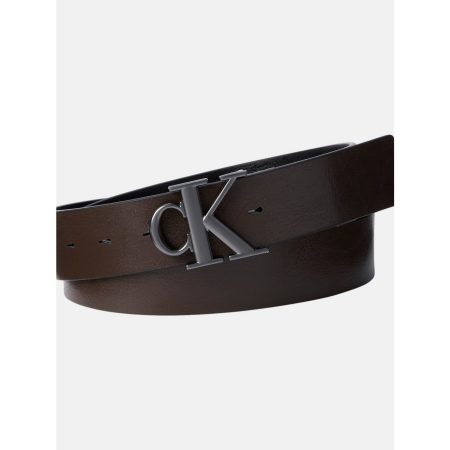 Calvin Klein Leren riem MNGRM PLQ BCKL 35MM