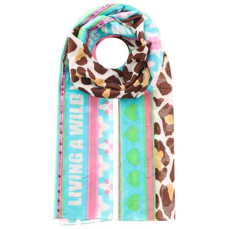 Zwillingsherz Modieuze sjaal Wild Life met veelkleurig luipaardmotief