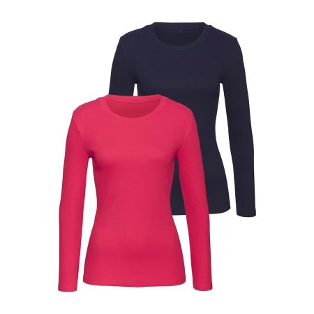 Vivance Shirt met lange mouwen Van modieus ribmateriaal (Set van 2)