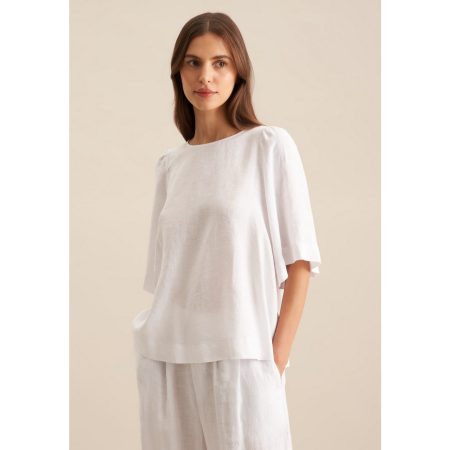 seidensticker Shirtblouse Zwarte roos Korte mouwen ronde hals uni