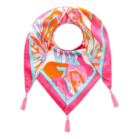 Zwillingsherz Modieus sjaaltje Big Flower met franjes en bloemenpatroon